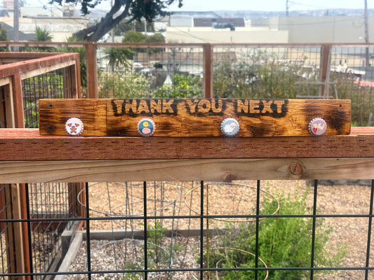 Thank You Next Key Holder Handmade From Reclaimed Wine Barrel Staves Stained Varnished 20 5/8 Inches With Magnetic Caps