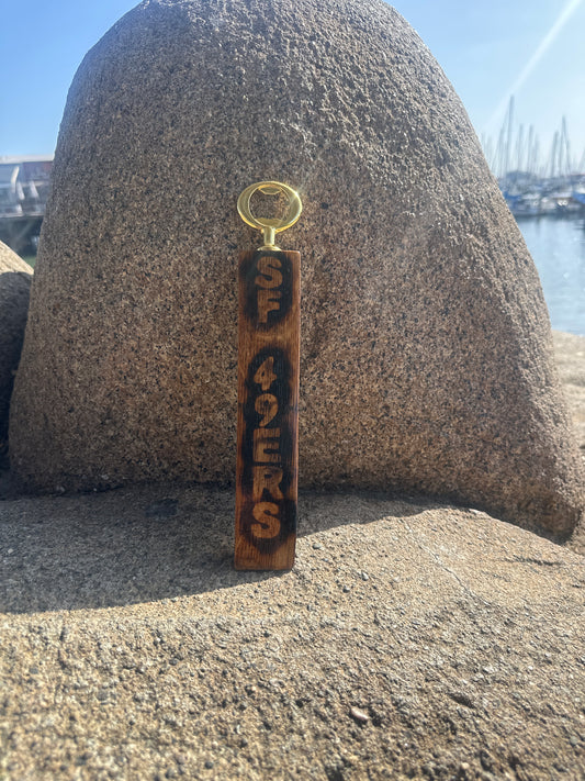 Sf 49ers Bottle Cap Opener Made From Wine Barrel Stave